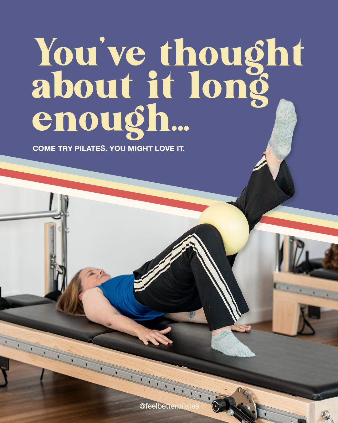 Woman smiling during pilates class, feeling confident and supported