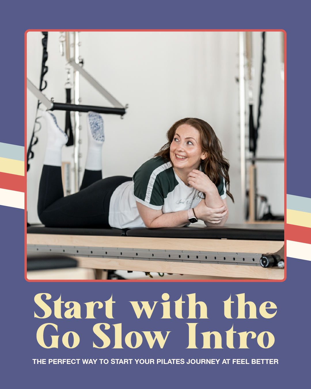 Instructor guiding a student through a pilates movement